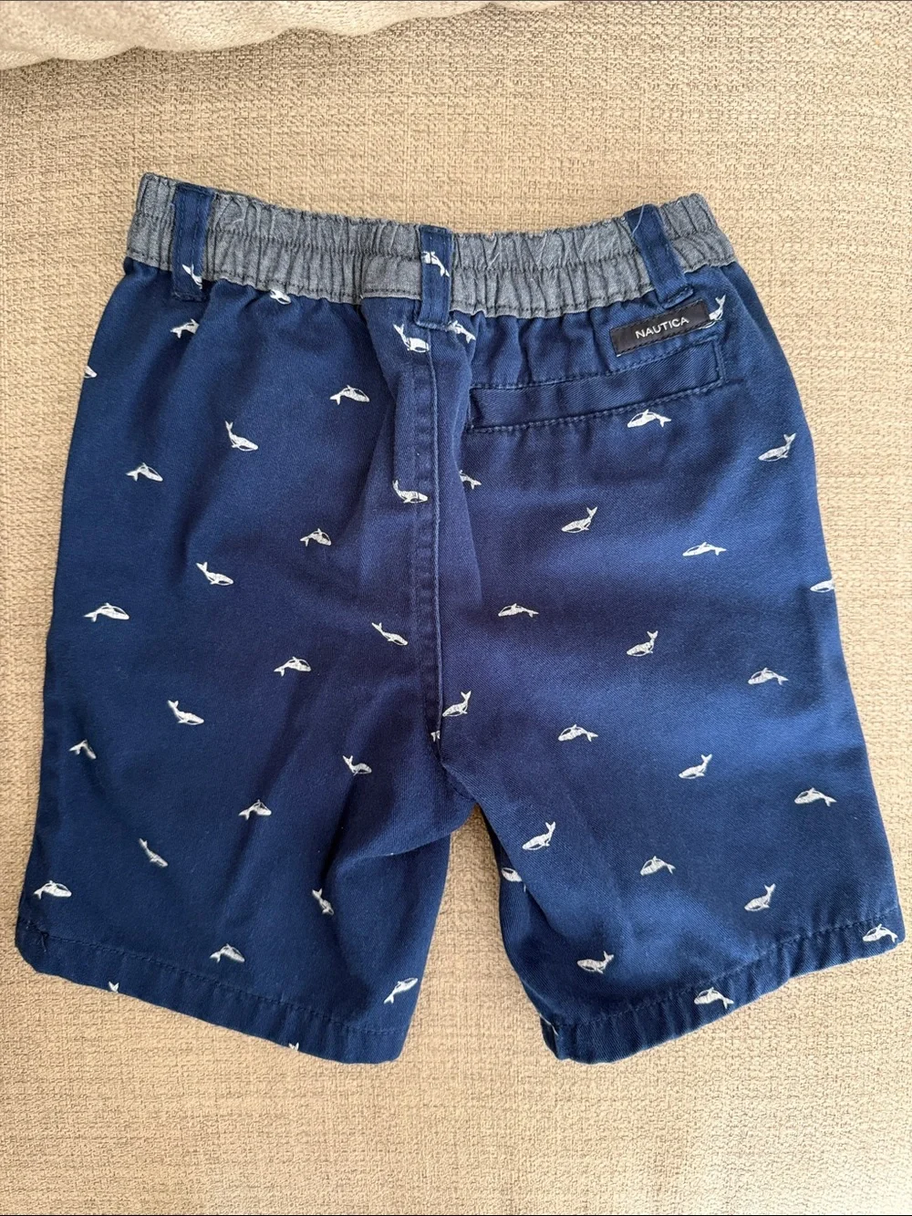 Nautica Navy Blue Whale Embroidered Boys Shorts 4T